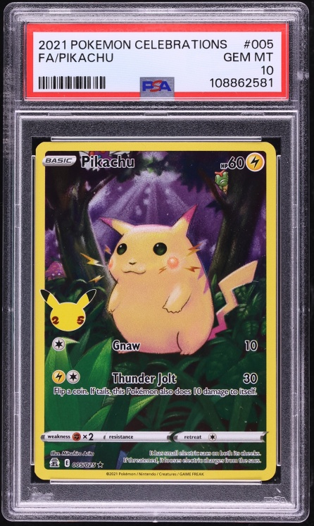 2021 Pokemon Sword & Shield Celebrations Full Art Pikachu #5 PSA 10 GEM MINT