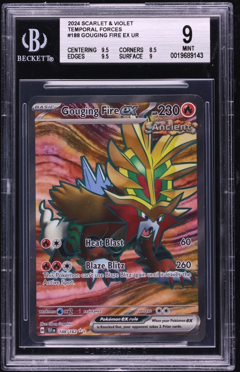 2024 Pokemon Scarlet & Violet Temporal Forces Full Art Gouging Fire ex #188 BGS 9 MINT