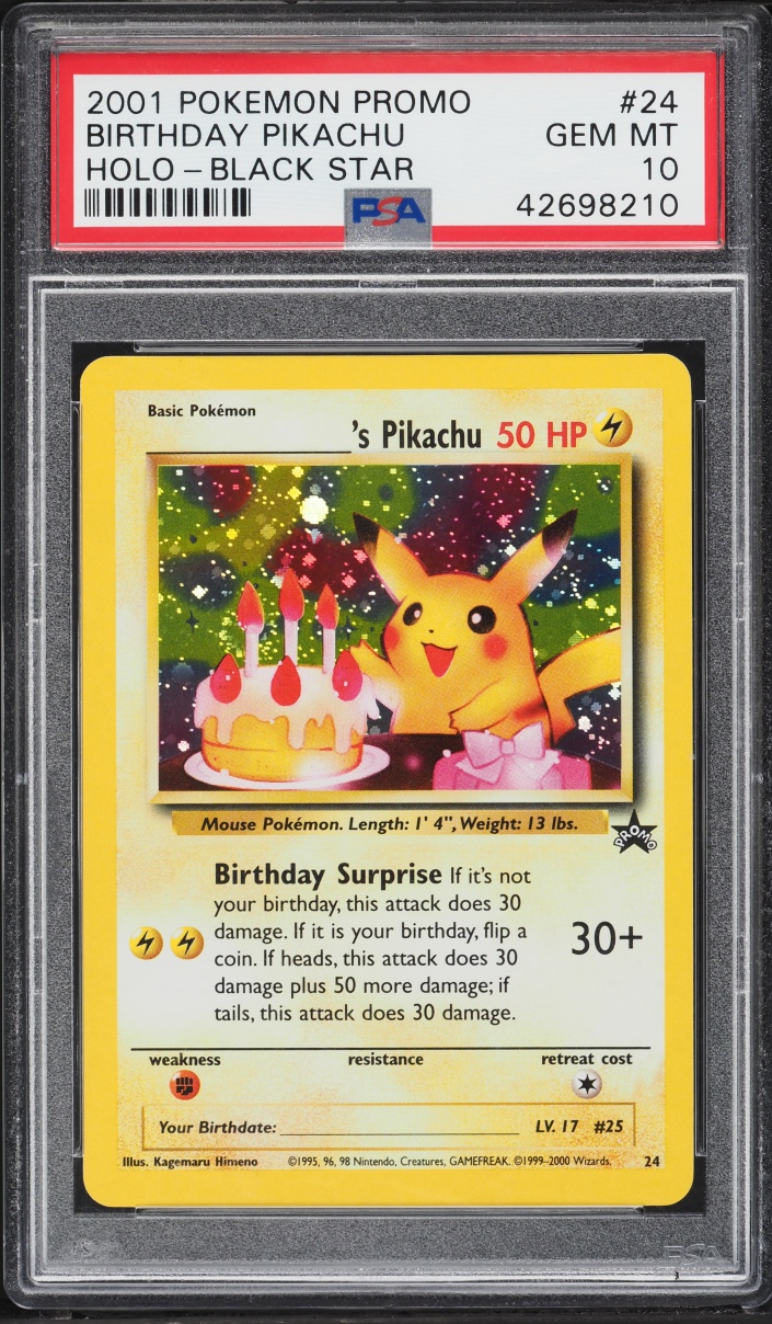 2001 Pokemon Black Star Promo Holo Birthday Pikachu #24 PSA 10 GEM MINT