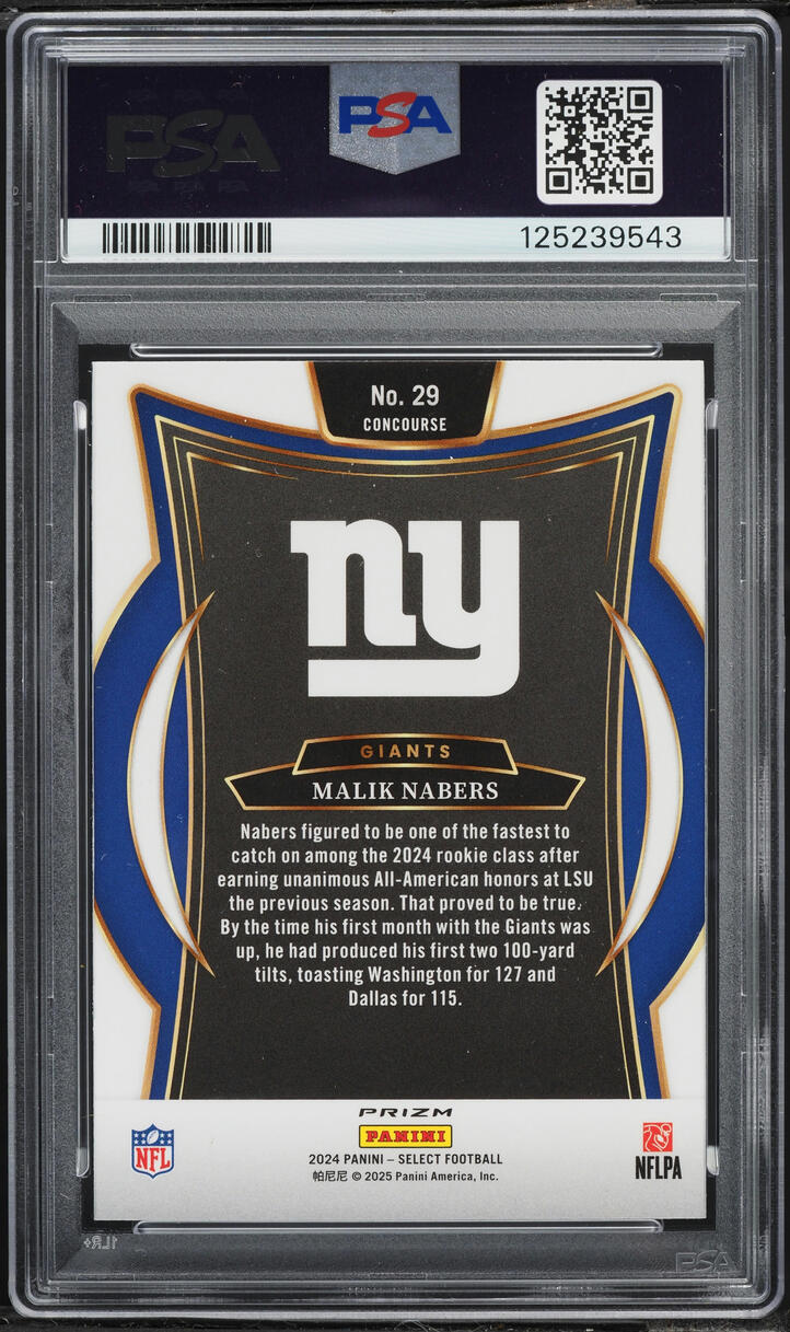 2024 Select Concourse Zebra Prizm Malik Nabers ROOKIE #29 PSA 10 GEM ...