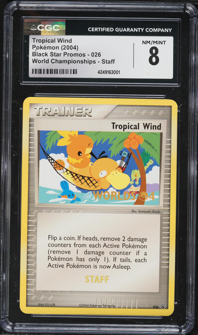 2004 Pokemon Black Star Promo World Championships Staff Tropical Wind #26 CGC 8 NM-MT