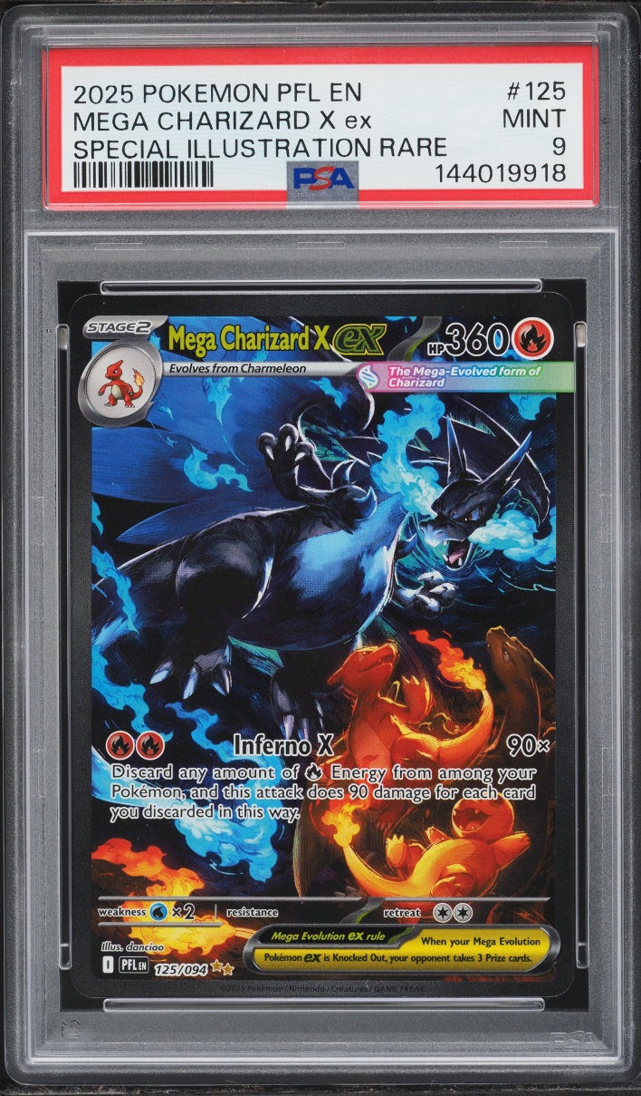 2025 Pokemon Mega Evolution Phantasmal Flames SIR Mega Charizard X ex #125 PSA 9 MINT