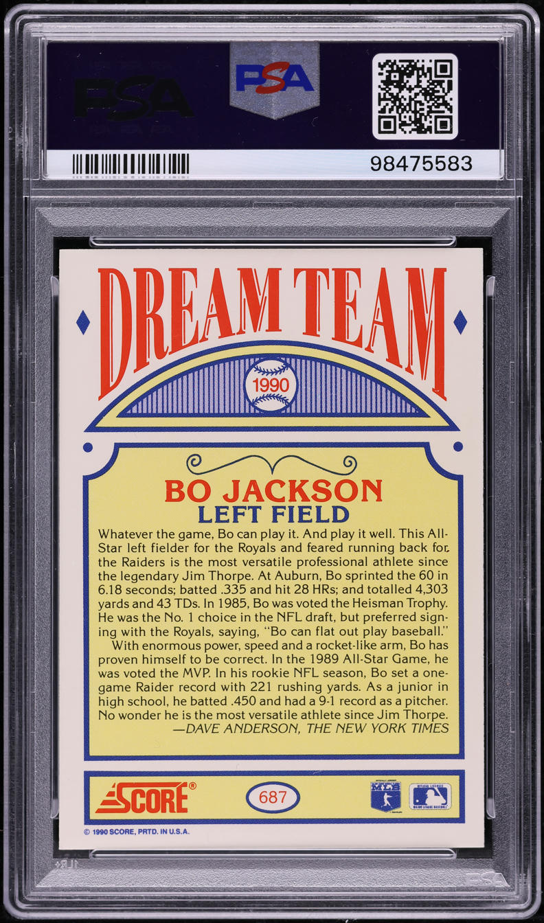 1990 Score Bo Jackson #687 PSA 7 NRMT