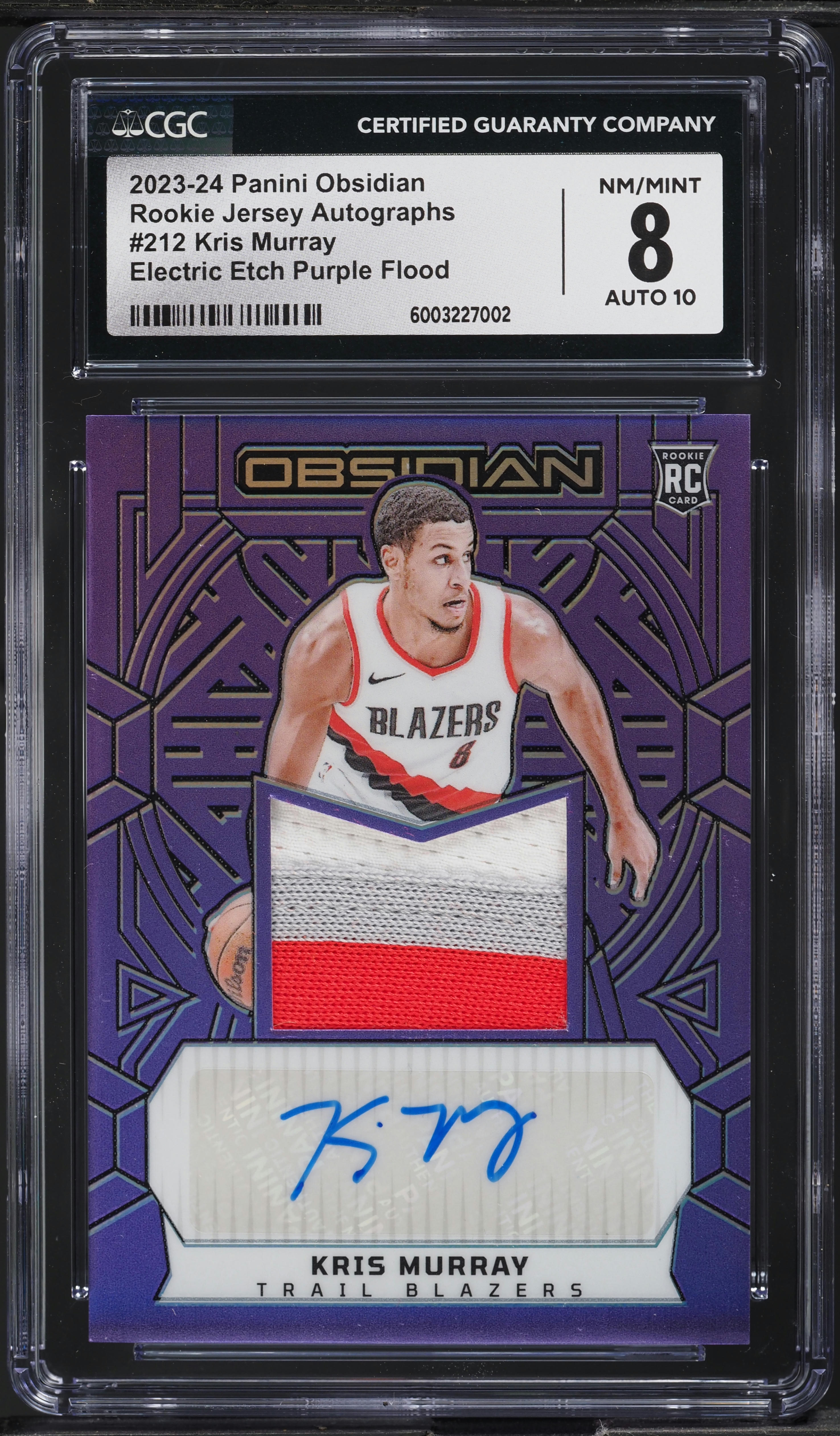 2023 Panini Obsidian E/E Purple Flood Kris Murray ROOKIE