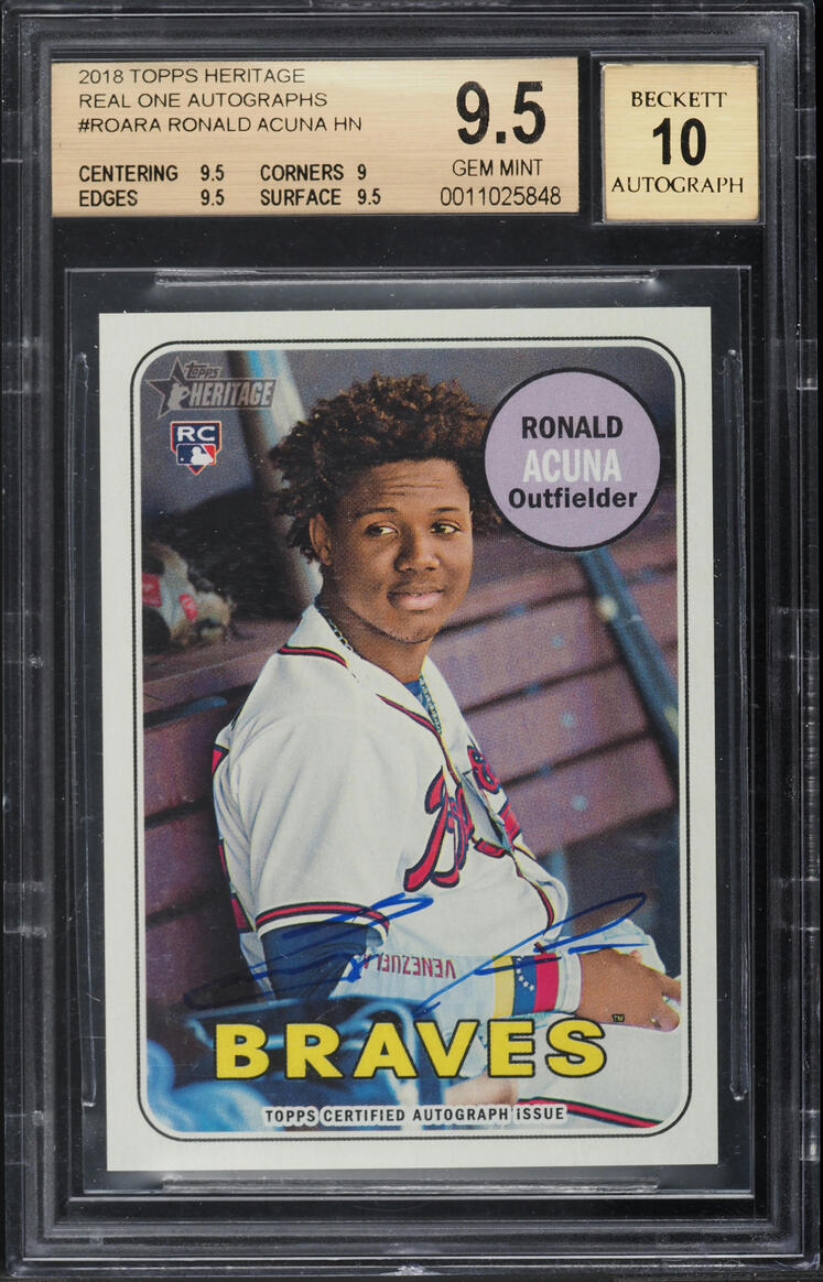 2018 Topps Heritage Real One Ronald Acuna ROOKIE AUTO BGS 9.5 GEM MINT