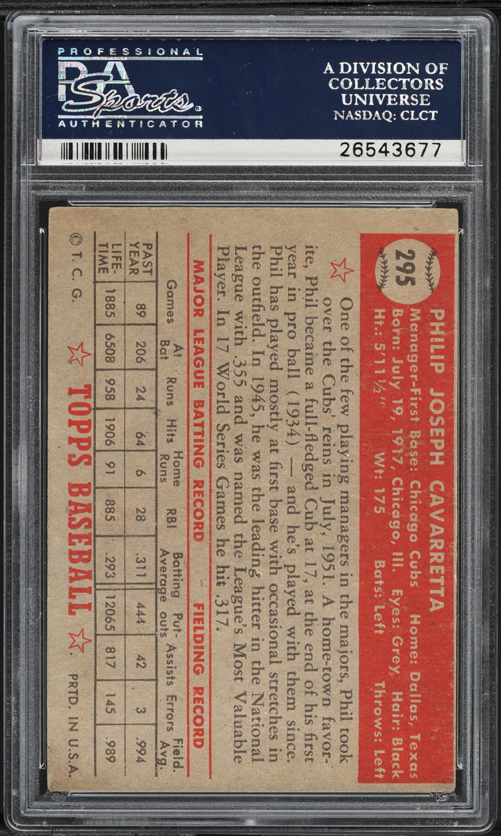 1952 Topps Phil Cavarretta #295 PSA 4 VGEX