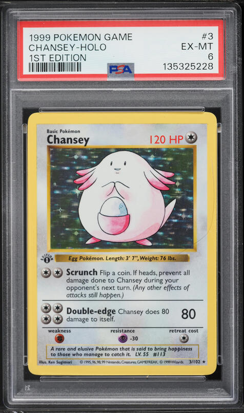 Pokémon TCG Chansey Base Set 3/102 Unlimited Holo Rare - MP