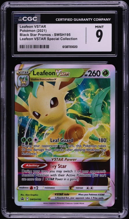 2021 Pokemon Sword & Shield Promo Special Collection Holo Leafeon VSTAR #SWSH195 CGC 9 MINT