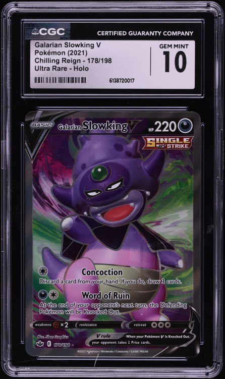 2021 Pokemon Sword & Shield Chilling Reign Full Art Galarian Slowking V #178 CGC 10 GEM MINT