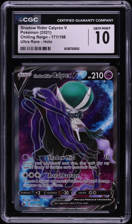 2021 Pokemon Sword & Shield Chilling Reign Full Art Shadow Rider Calyrex V #171 CGC 10 GEM MINT