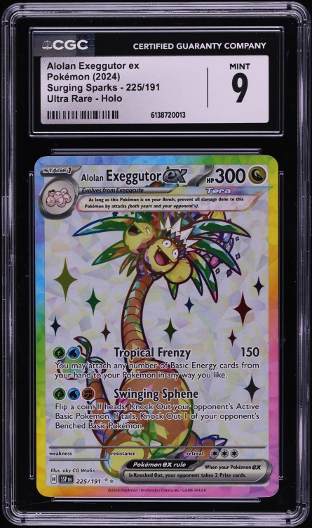 2024 Pokemon Scarlet & Violet Surging Sparks Full Art Alolan Exeggutor ex #225 CGC 9 MINT