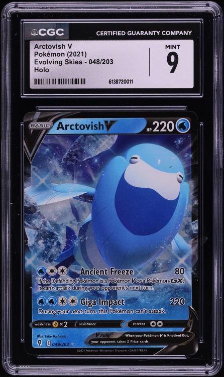 2021 Pokemon Sword & Shield Evolving Skies Arctovish V #48 CGC 9 MINT