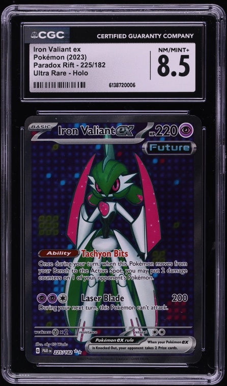 2023 Pokemon Scarlet & Violet Paradox Rift Full Art Iron Valiant ex #225 CGC 8.5 NM-MT+