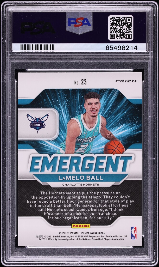 2020 Panini Prizm Emergent Silver LaMelo Ball ROOKIE #23 PSA 10 GEM MINT