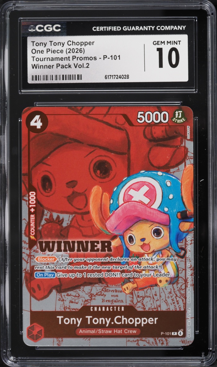 2026 One Piece Tournament Promo Winner Pack Volume 2 Tony Tony Chopper #P-101 CGC 10 GEM MINT