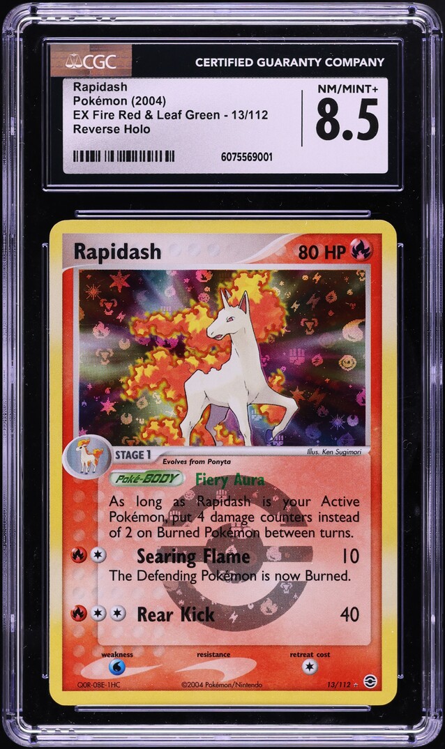 2004 Pokemon EX Fire Red & Leaf Green Reverse Holo Rapidash #13 CGC 8.5 NM-MT+
