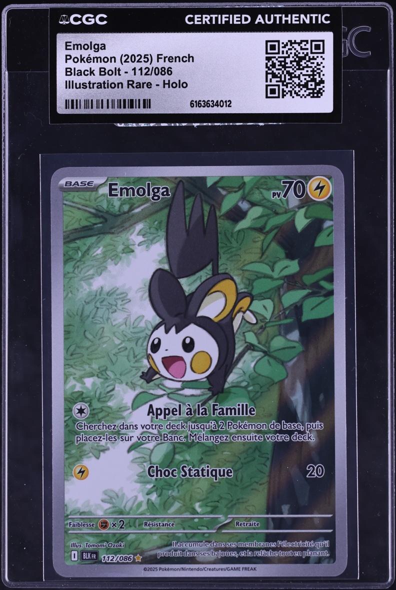 2025 Pokemon French Scarlet & Violet Black Bolt IR Emolga #112 CGC AUTH