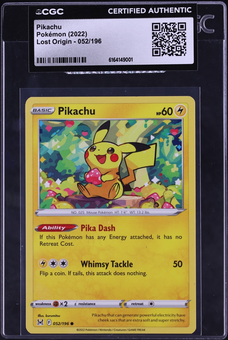 2022 Pokemon Sword & Shield Lost Origin Pikachu #52 CGC AUTH