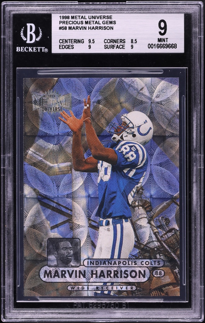 1998 Metal Universe Precious Metal Gems PMG Marvin Harrison /50 #58 BGS 9 MINT