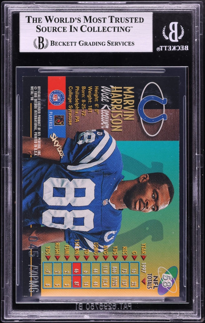 1998 Metal Universe Precious Metal Gems PMG Marvin Harrison /50 #58 BGS 9 MINT - Photo 2