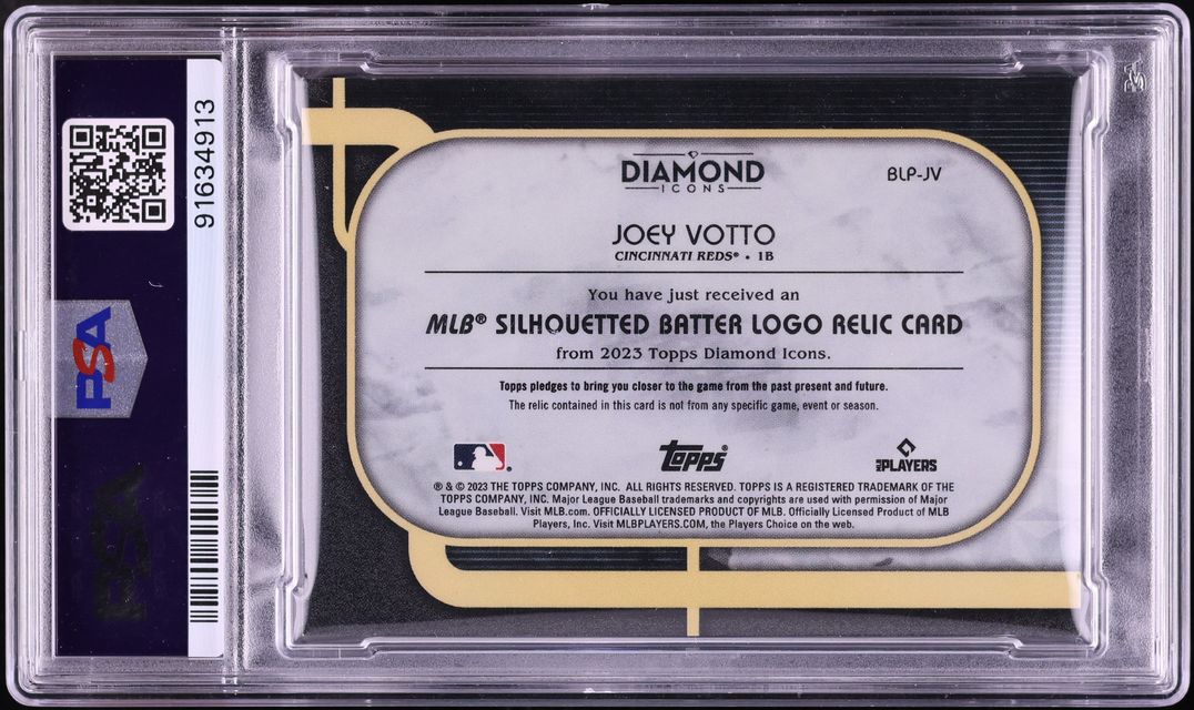 2023 Topps Diamond Icons MLB Silhouetted Batter Logo Joey Votto PATCH 1/1 #BLPJV PSA 9 MINT - Photo 2