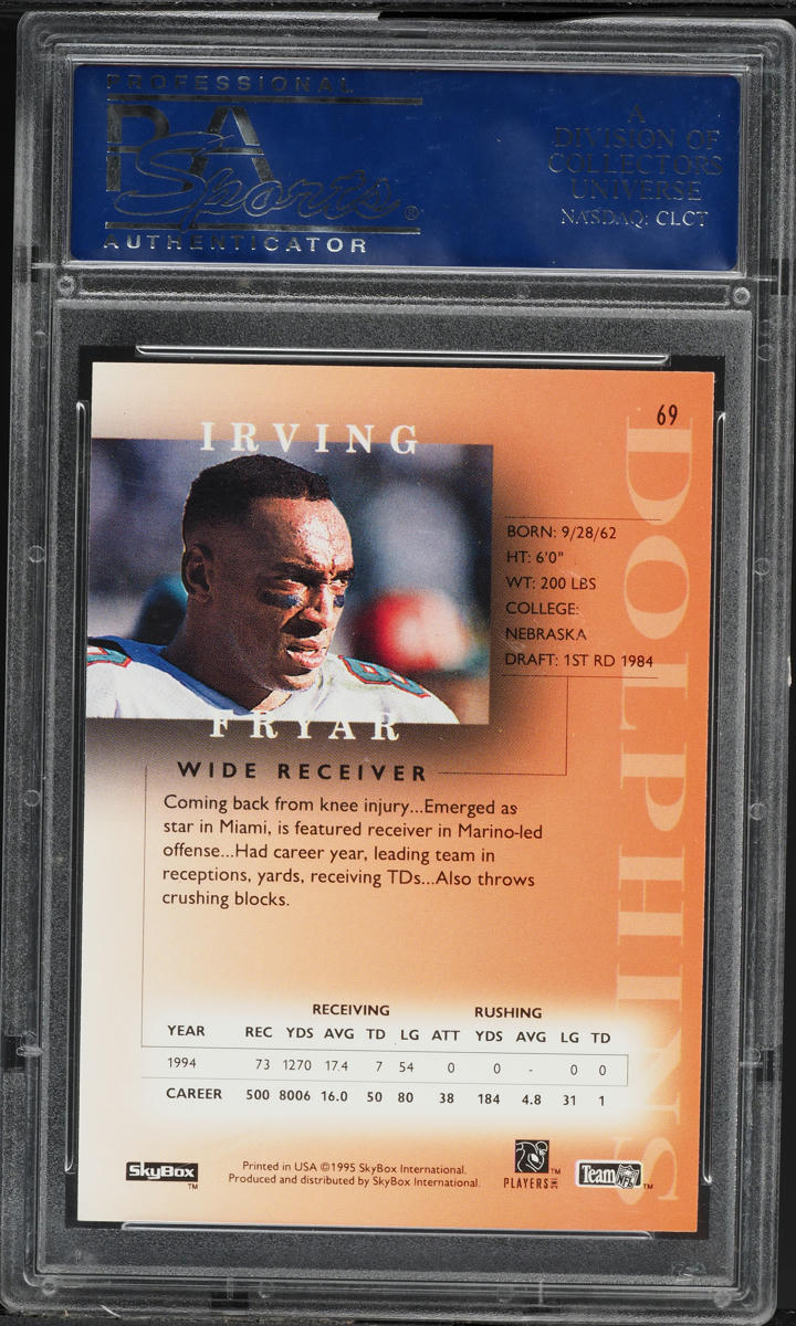 1995 Skybox Premium Irving Fryar #69 PSA 10 GEM MINT