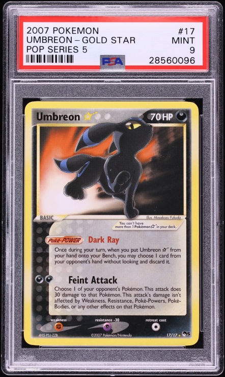 2007 Pokemon POP Series 5 Umbreon Gold Star #17 PSA 9 MINT