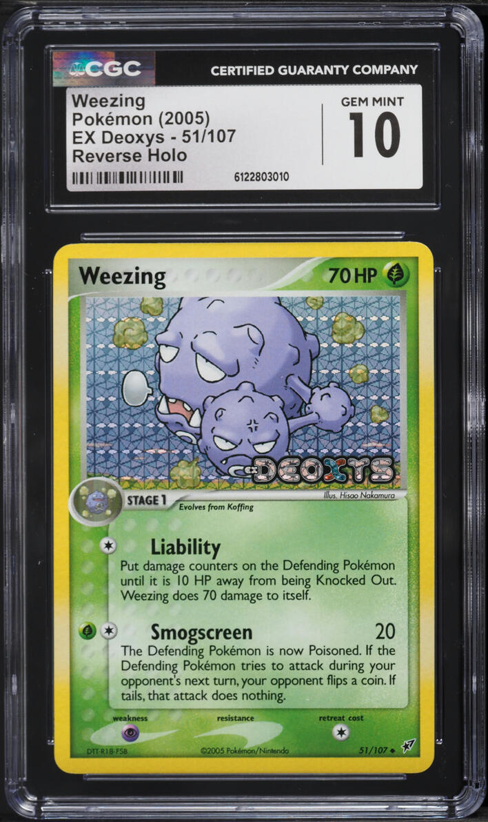 2005 Pokemon EX Deoxys Reverse Holo Weezing #51 CGC 10 GEM MINT
