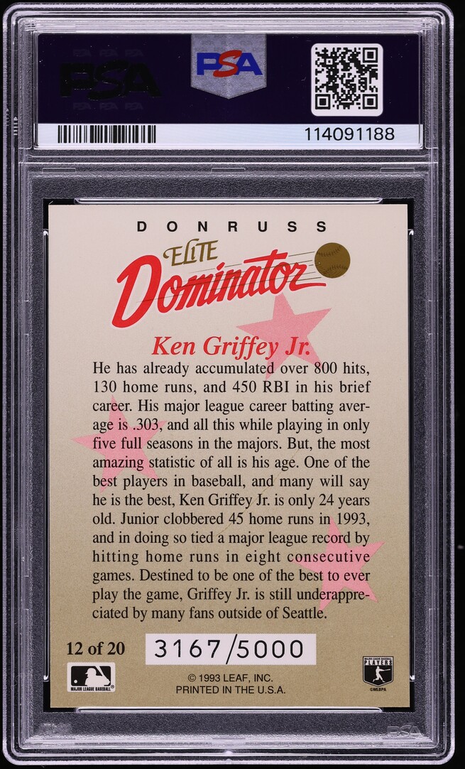 1993 Donruss Elite Dominator Ken Griffey Jr. /5000 #12 PSA 7 NRMT