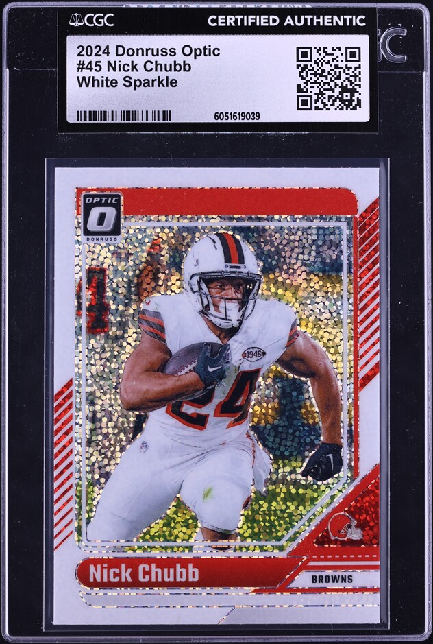 2018 Panini Contenders Red Zone Nick Chubb ROOKIE AUTO #113 PSA 10