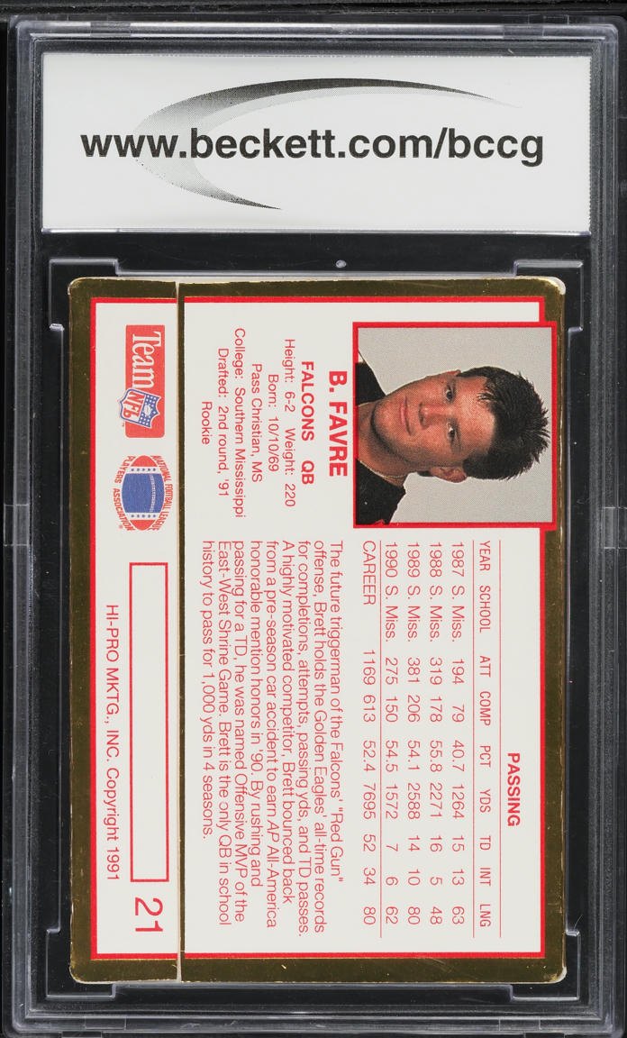 1991 Action Packed Update Brett Favre ROOKIE #21 BCCG 10