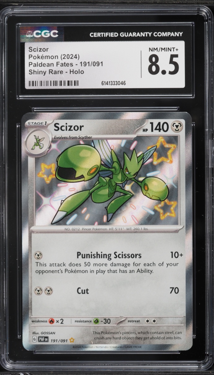 2024 Pokemon Scarlet & Violet Paldean Fates Shiny Scizor #191 CGC 8.5 NM-MT+
