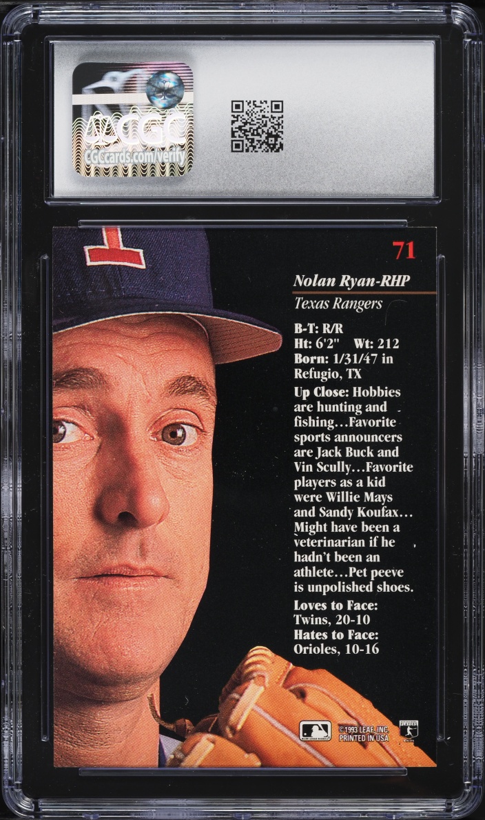 1993 Studio Nolan Ryan #71 CGC 9 MINT