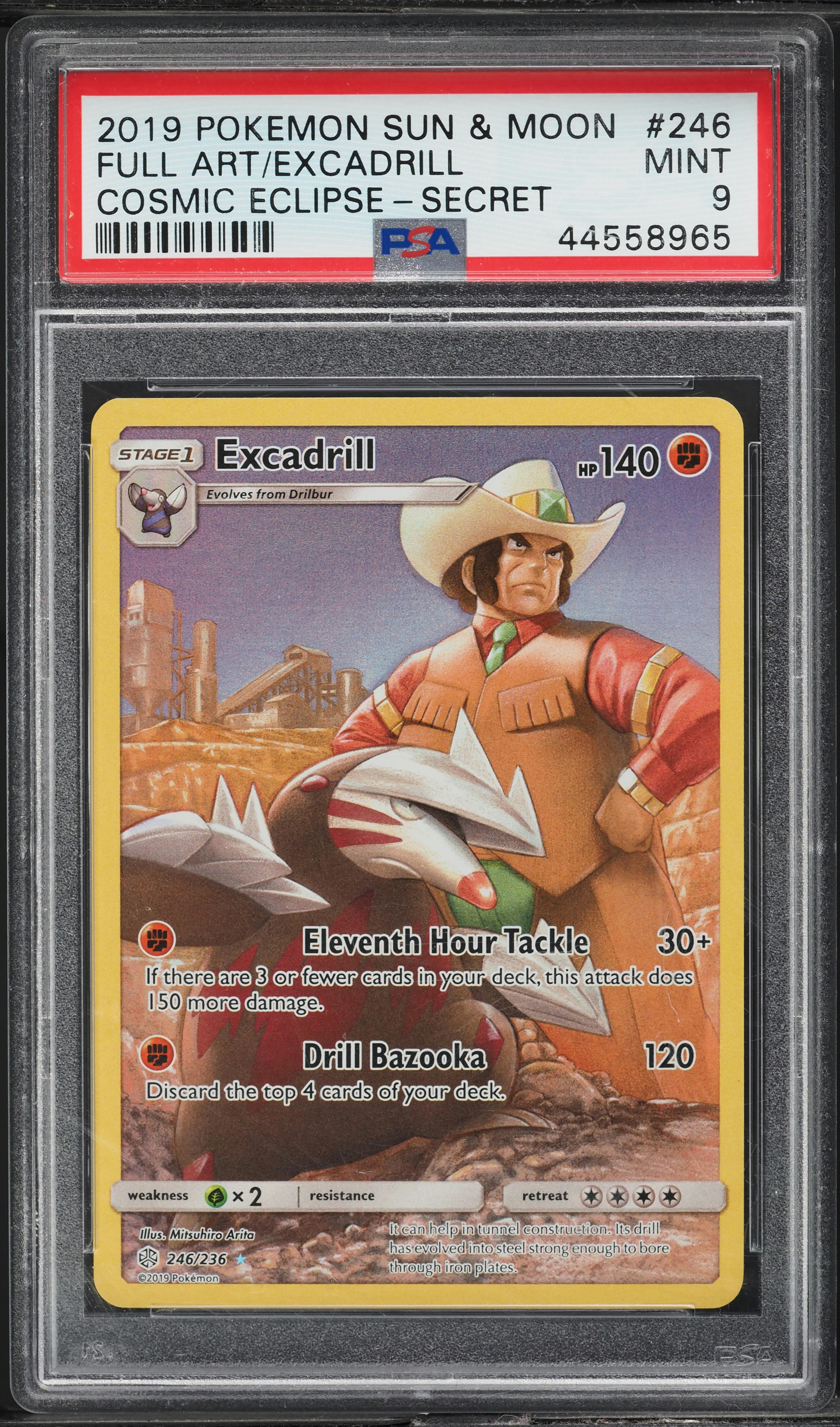 2019 Pokemon Sun & Moon Cosmic Eclipse Secret Rare Excadrill #246 PSA 9 MINT