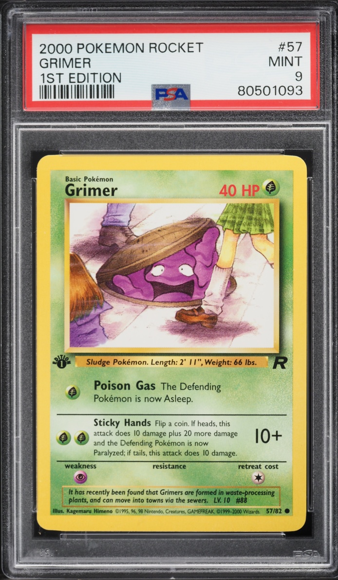 2000 Pokemon Team Rocket 1st Edition Grimer #57 PSA 9 MINT
