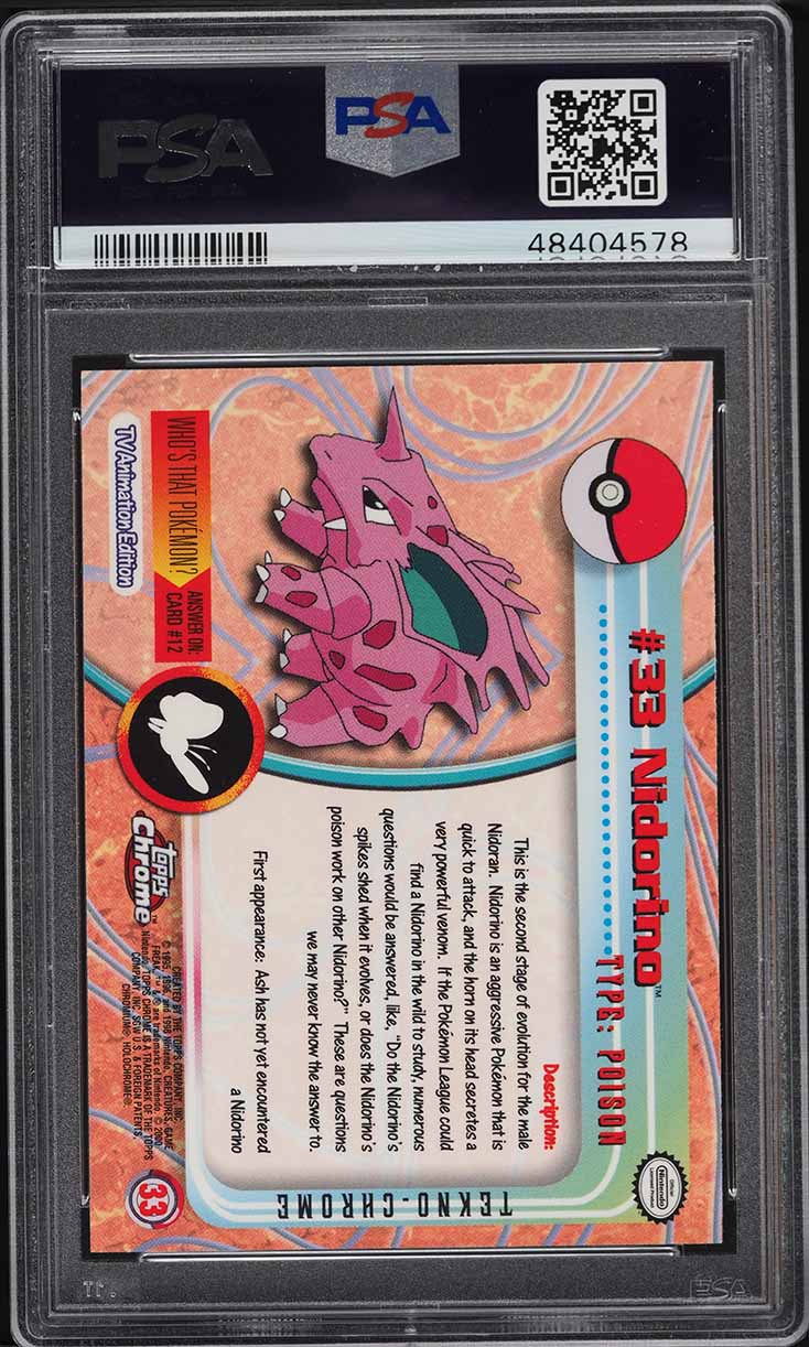 2000 Topps Chrome Pokemon Series 1 Tekno Nidorino #33 PSA 10 GEM MINT