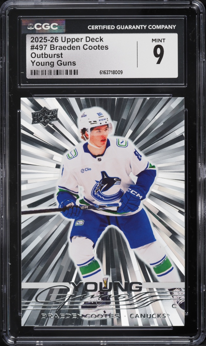 2025 Upper Deck Outburst Young Guns Braeden Cootes ROOKIE #497 CGC 9 MINT