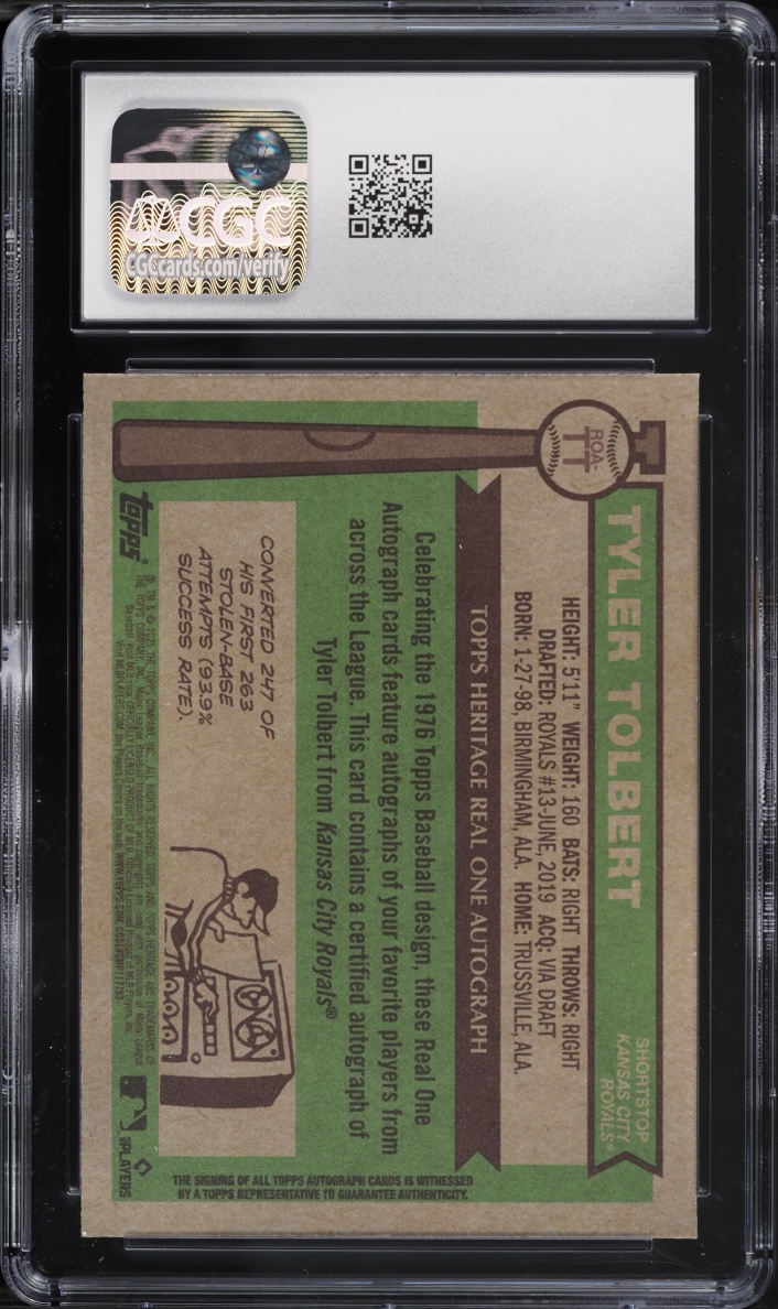2025 Topps Heritage High Number Real One Tyler Tolbert ROOKIE AUTO /76 #ROA-TT CGC 9 MINT