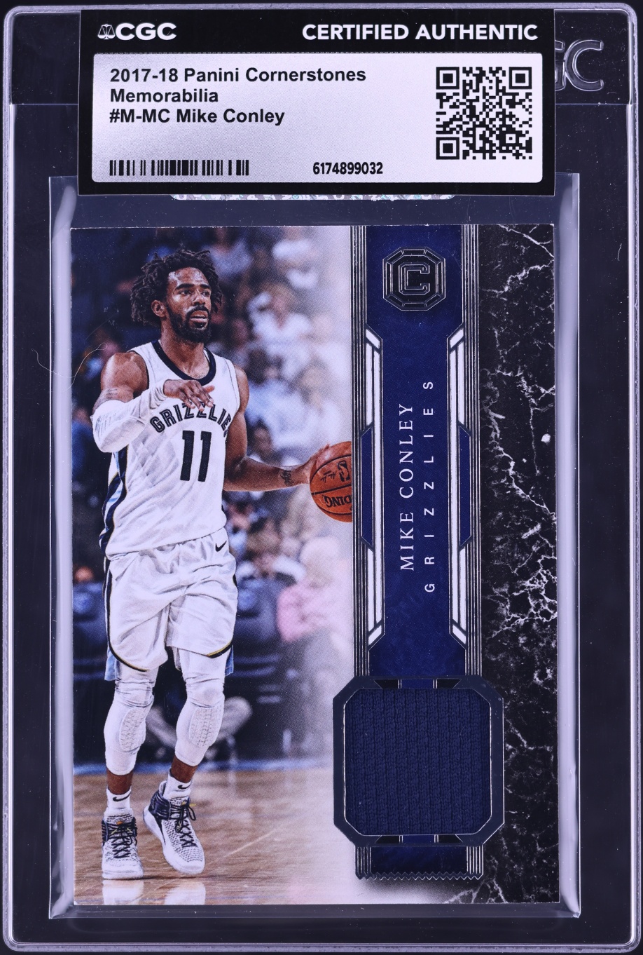 2017 Panini Cornerstones Memorabilia Mike Conley PATCH #M-MC CGC AUTH