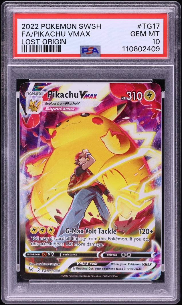 2022 Pokemon Sword & Shield Lost Origin Full Art Pikachu VMAX #TG17 PSA 10 GEM MINT