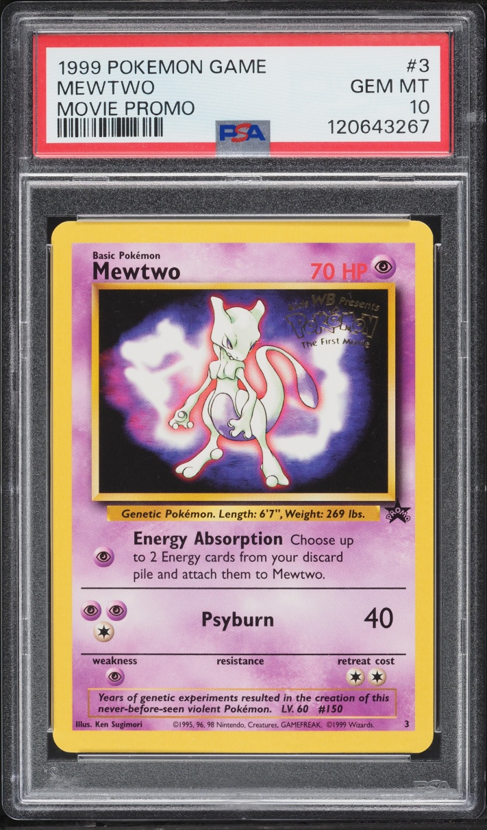 1999 Pokemon Movie Black Star Promo Mewtwo #3 PSA 10 GEM MINT