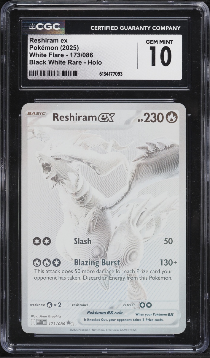 2025 Pokemon Scarlet & Violet White Flare BWR Reshiram Ex #173 CGC 10 GEM MINT