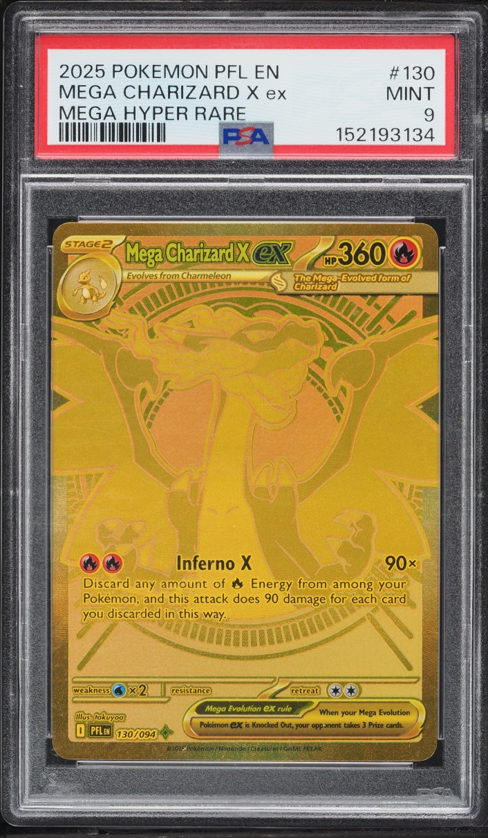 2025 Pokemon Mega Evolution Phantasmal Flames MHR Mega Charizard X ex #130 PSA 9 MINT