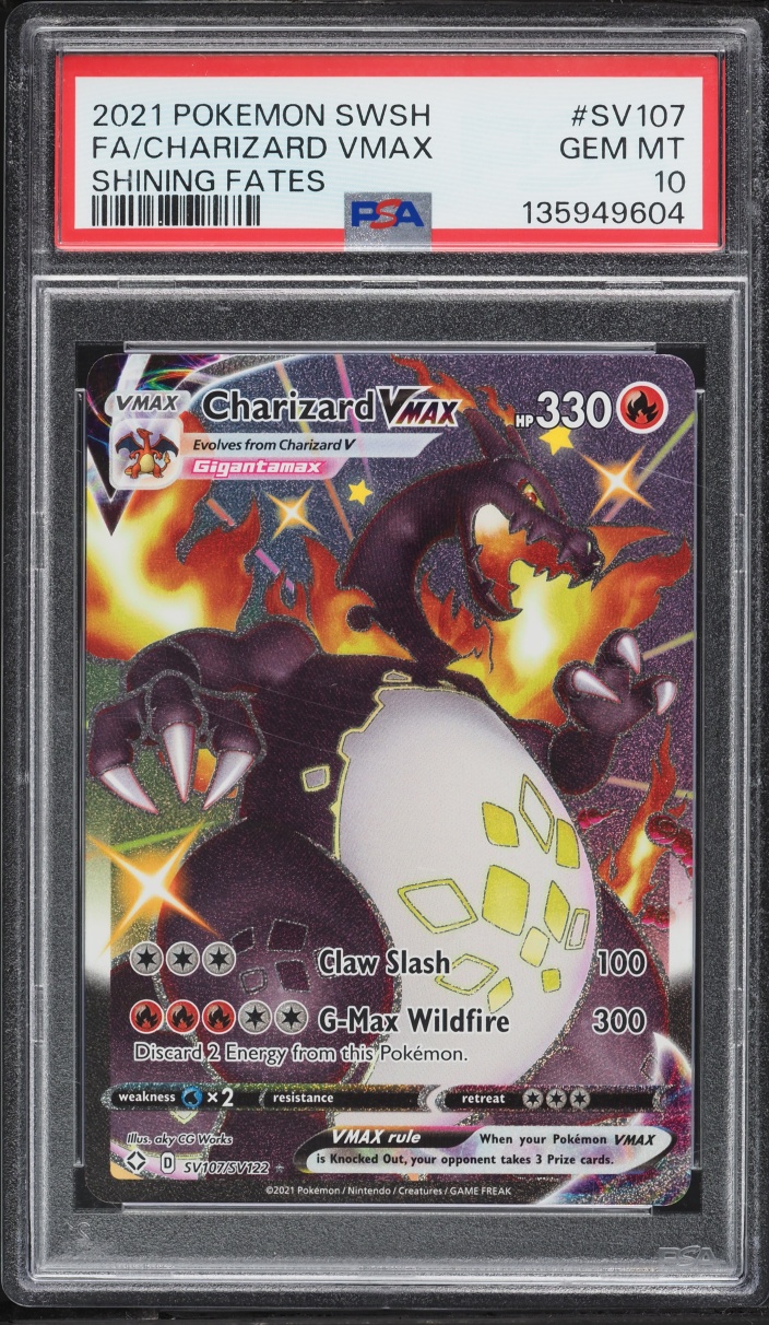 2021 Pokemon Sword & Shield Shining Fates Shiny Vault Full Art Charizard VMAX #SV107 PSA 10 GEM