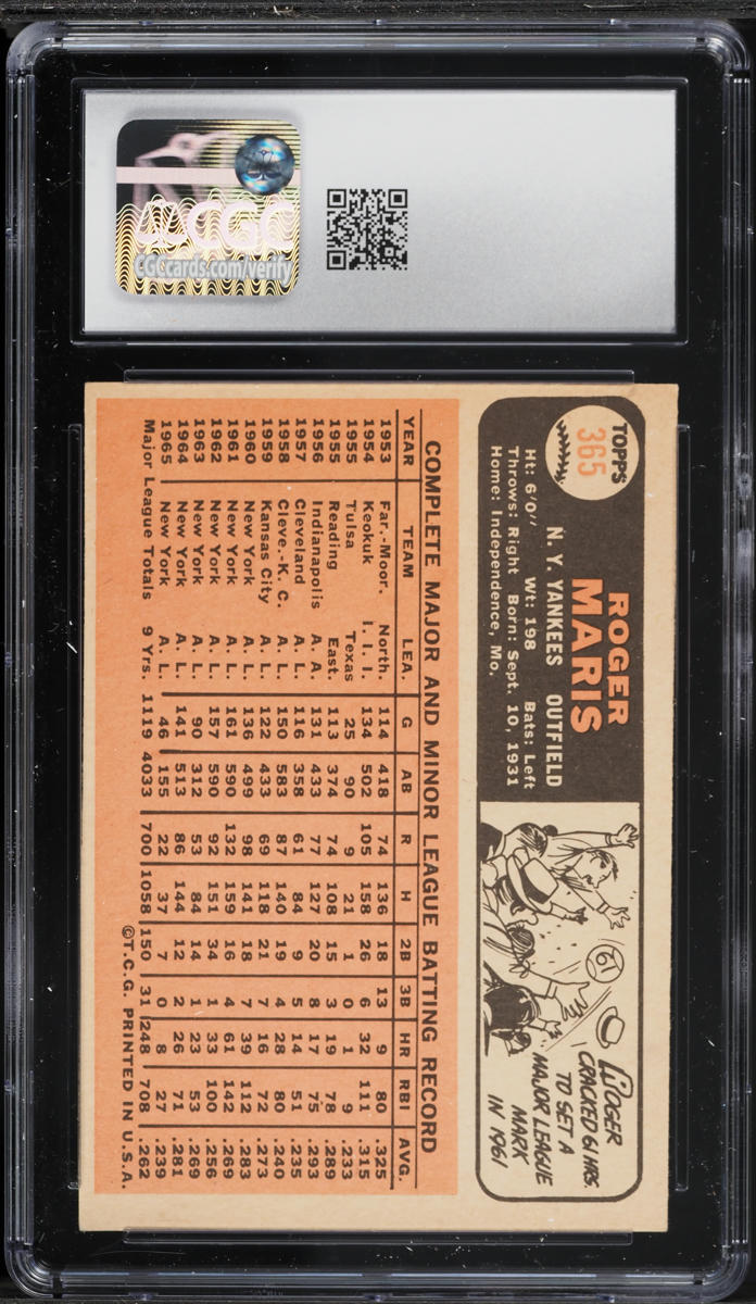 1966 Topps Roger Maris #365 CGC 5.5 EX+