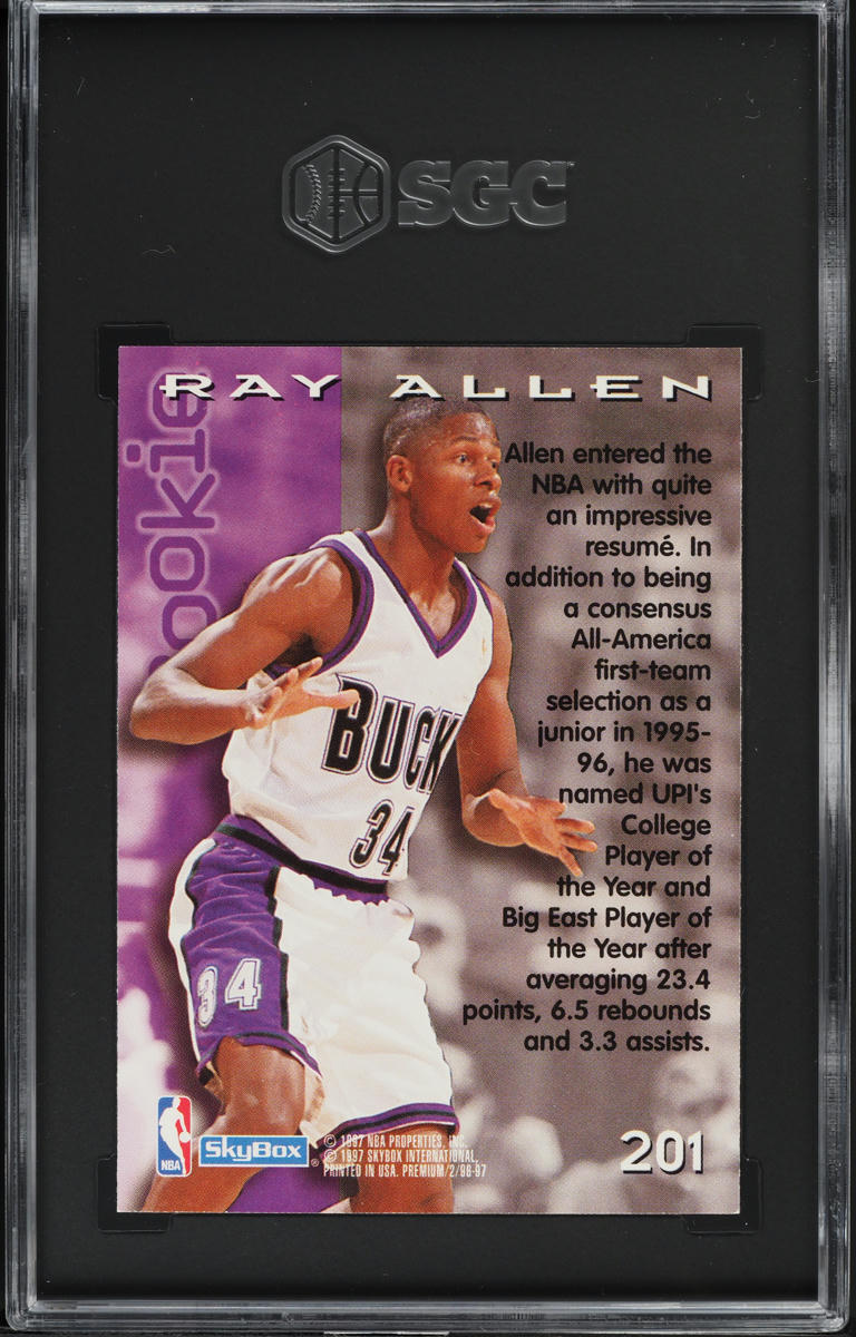 1996 Skybox Premium Ray Allen ROOKIE #201 SGC 8 NM-MT