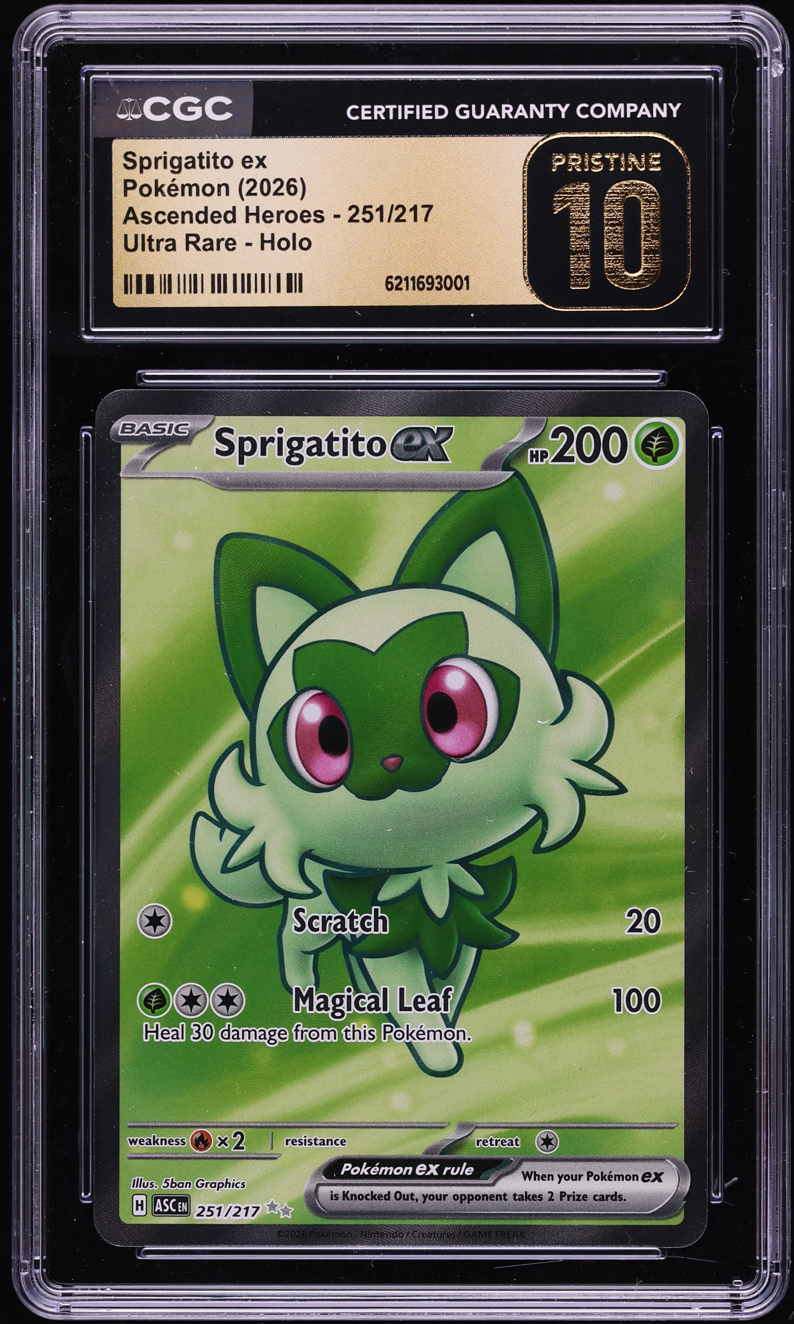 2026 Pokemon Mega Evolution Ascended Heroes Full Art Sprigatito ex #251 CGC 10 PRISTINE