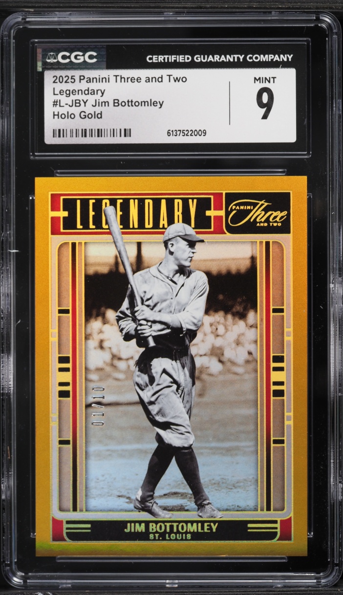 2025 Panini Three And Two Legendary Holo Gold Jim Bottomley 1/10 #L-JBY CGC 9 MINT