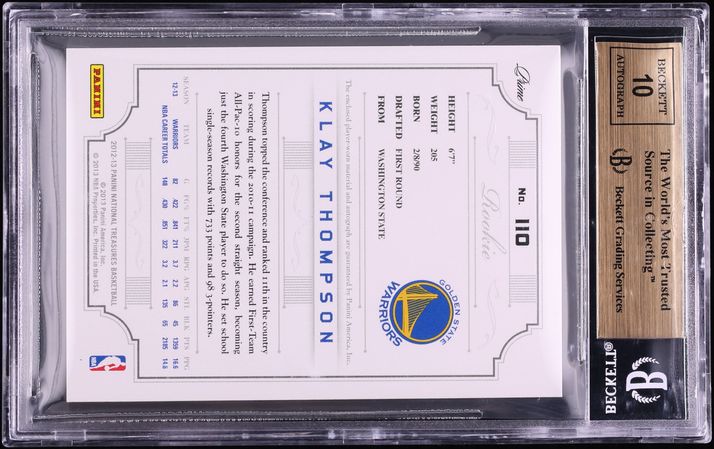 2012 National Treasures Klay Thompson ROOKIE PATCH AUTO /199 #110 BGS 9.5 GEM MINT - Photo 2