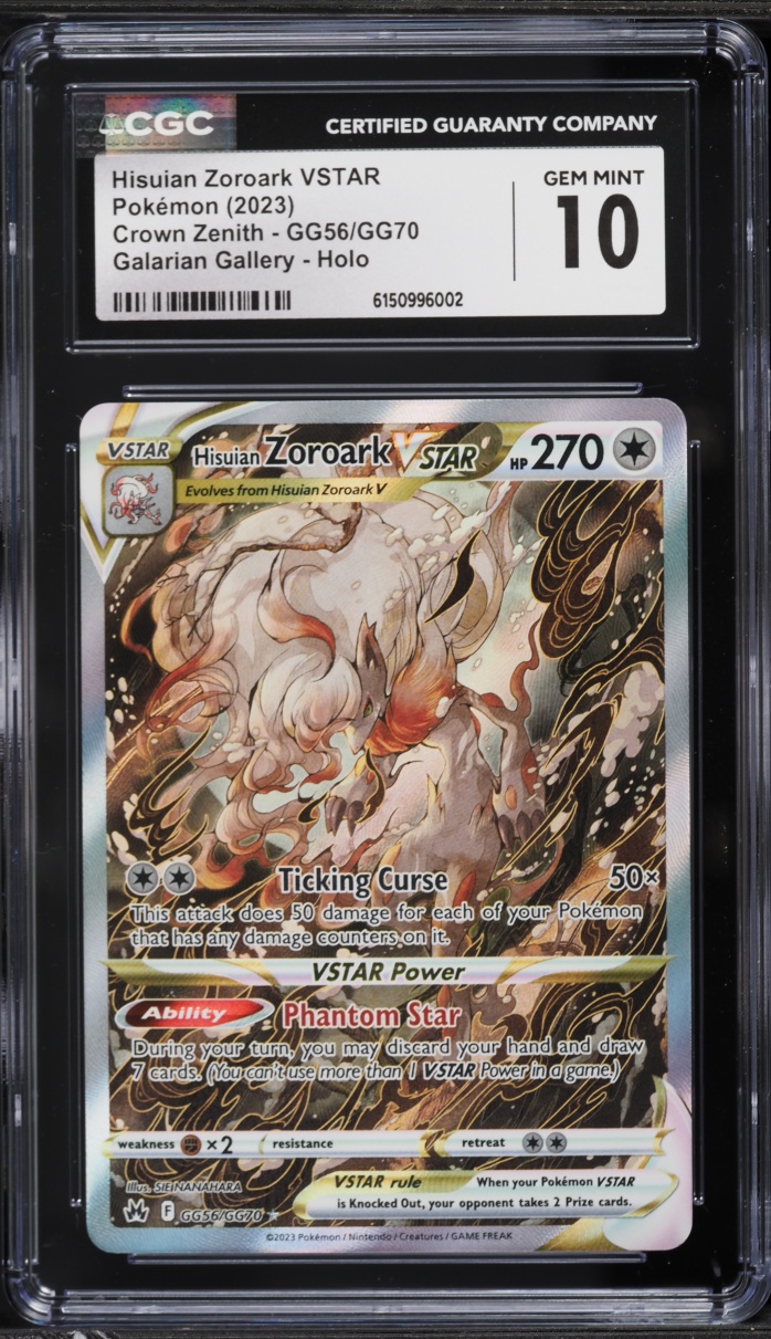 2023 Pokemon Sword & Shield Crown Zenith Alt Art Hisuian Zoroark VSTAR #GG56 CGC 10 GEM MINT
